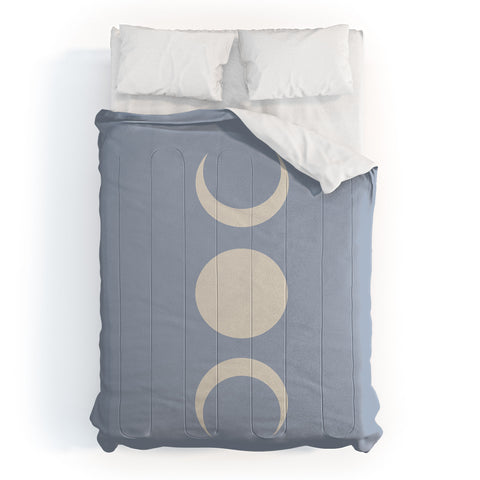 Colour Poems Moon Minimalism Blue Comforter