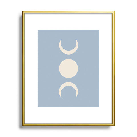 Colour Poems Moon Minimalism Blue Metal Framed Art Print