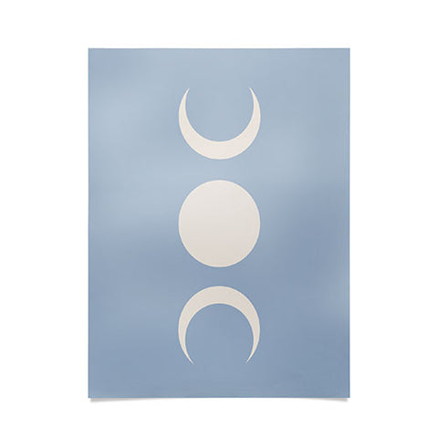 Colour Poems Moon Minimalism Blue Poster