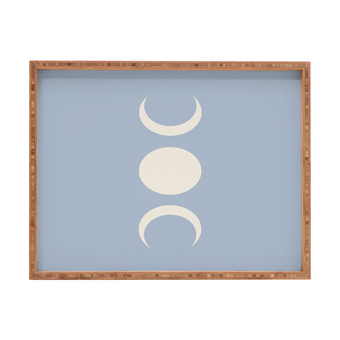 Colour Poems Moon Minimalism Blue Rectangular Tray