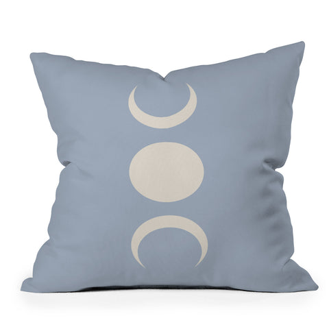 Colour Poems Moon Minimalism Blue Throw Pillow