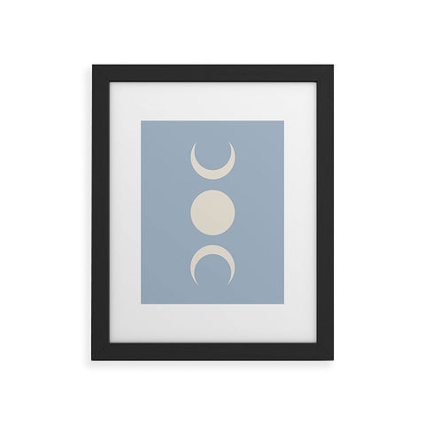 Colour Poems Moon Minimalism Blue Framed Art Print