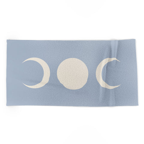 Colour Poems Moon Minimalism Blue Beach Towel