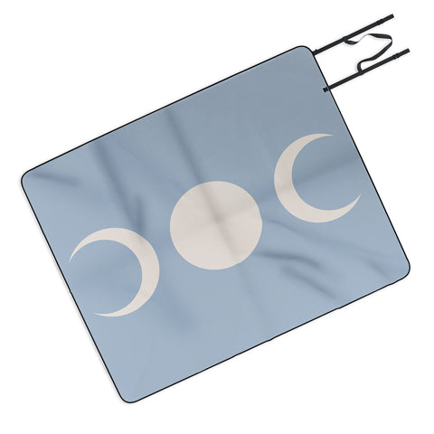 Colour Poems Moon Minimalism Blue Picnic Blanket