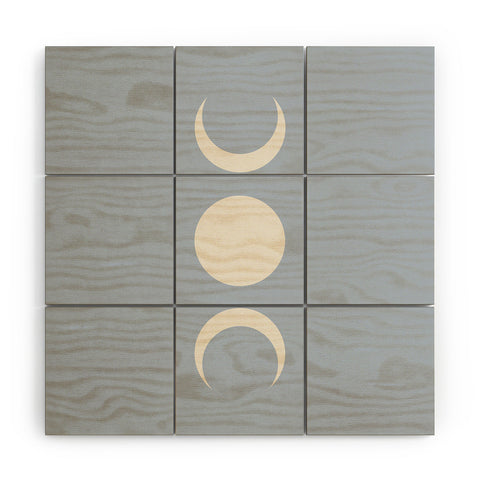 Colour Poems Moon Minimalism Blue Wood Wall Mural