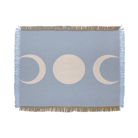 Colour Poems Moon Minimalism Blue Throw Blanket