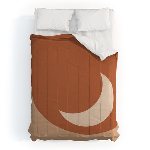 Colour Poems Moon Minimalism Orange Comforter