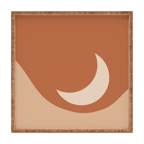 Colour Poems Moon Minimalism Orange Square Tray