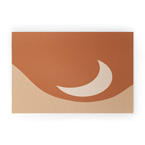 Colour Poems Moon Minimalism Orange Welcome Mat