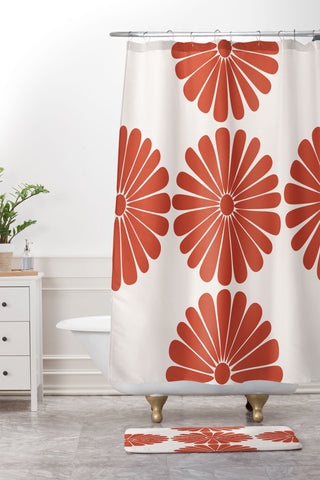 Colour Poems Retro Daisy III Shower Curtain And Mat