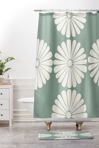 Colour Poems Retro Daisy XX Shower Curtain And Mat