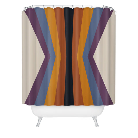 Colour Poems Retro Stripes Reflection Shower Curtain