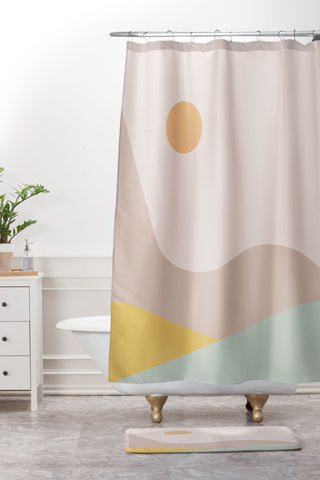 Colour Poems Rolling Hills Minimalism II Shower Curtain And Mat