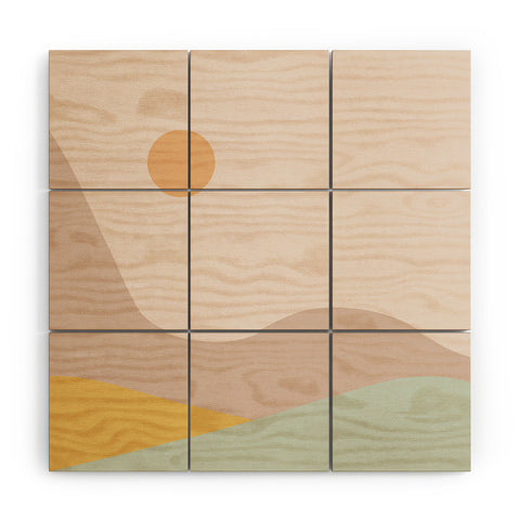 Colour Poems Rolling Hills Minimalism II Wood Wall Mural