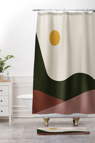 Colour Poems Rolling Hills Minimalism Shower Curtain And Mat