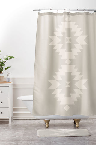 Colour Poems Southwestern Minimalism White Shower Curtain And Mat