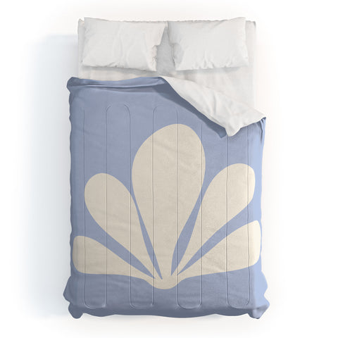 Colour Poems Tropical Plant Minimalism Blue Comforter