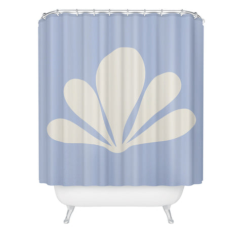 Colour Poems Tropical Plant Minimalism Blue Shower Curtain