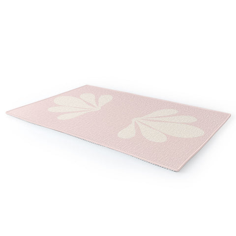 Colour Poems Tropical Plant Minimalism Pink Area Rug