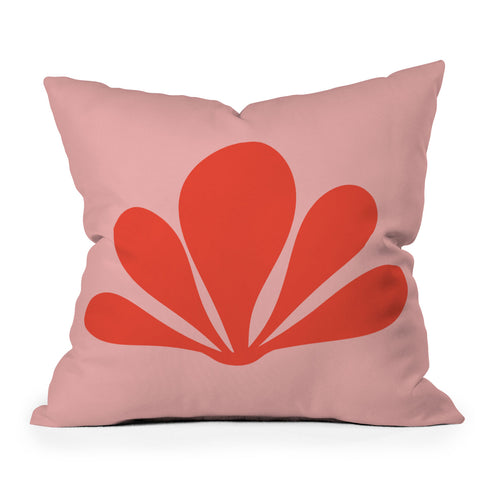 Colour Poems Tropical Plant Minimalism Red Throw Pillow