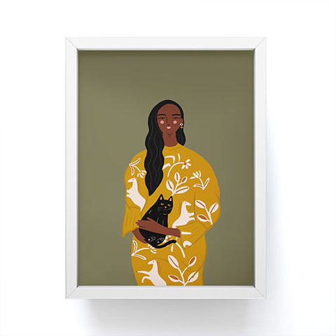 constanzaillustrates Cat Lady I Framed Mini Art Print