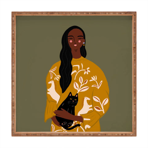 constanzaillustrates Cat Lady I Square Tray