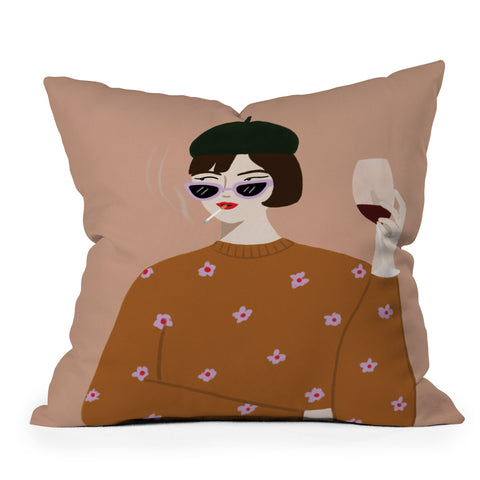 constanzaillustrates French Girl Throw Pillow
