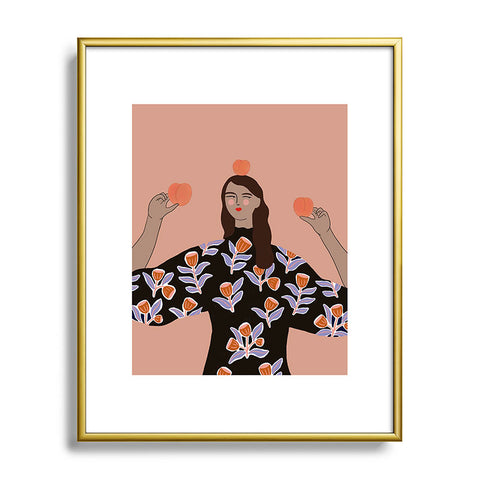 constanzaillustrates Peach Lady Metal Framed Art Print