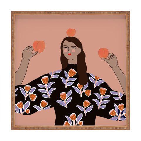 constanzaillustrates Peach Lady Square Tray