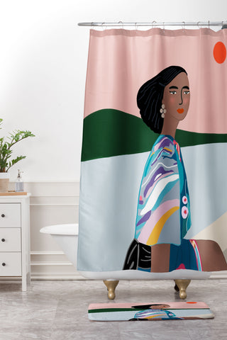 constanzaillustrates The Sunset Shower Curtain And Mat