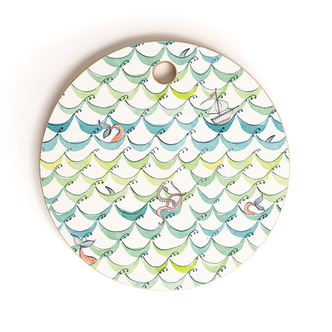 Cori Dantini A Day on the Ocean Cutting Board Round
