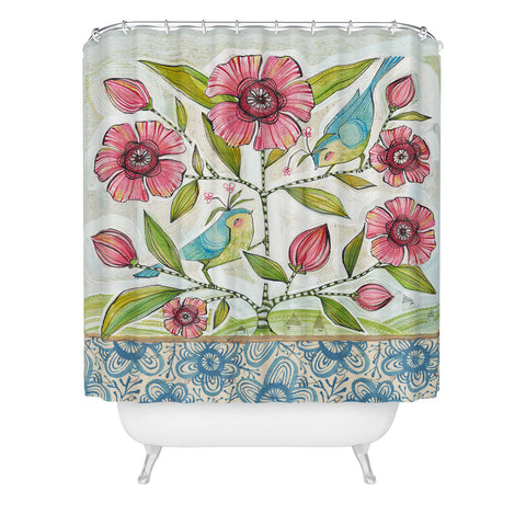 Cori Dantini Blue Birds Of Happiness Shower Curtain