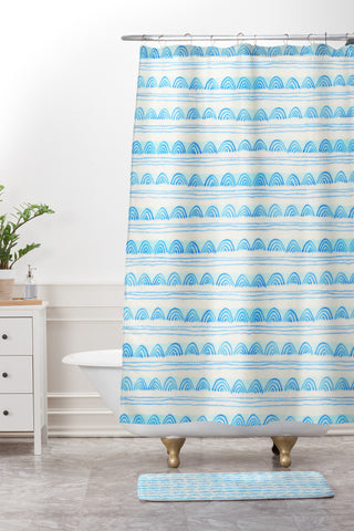 Cori Dantini Blue Scallops Shower Curtain And Mat
