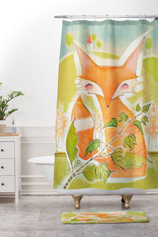 Cori Dantini Little Fox Shower Curtain And Mat