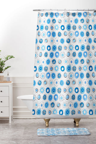 Cori Dantini middy polka blue Shower Curtain And Mat