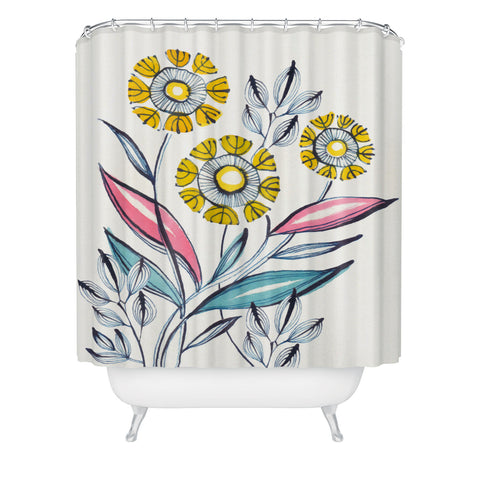 Cori Dantini modern corn flowers Shower Curtain