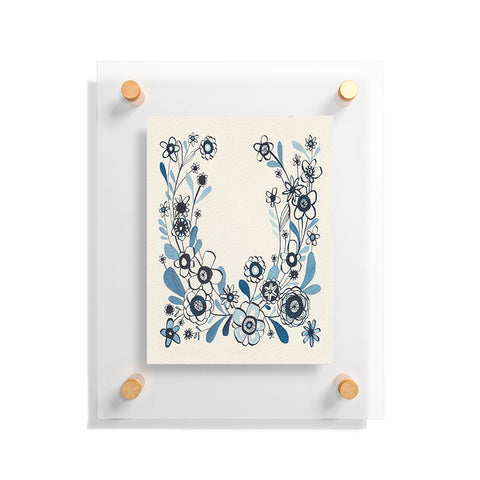 Cori Dantini modern delft floral Floating Acrylic Print