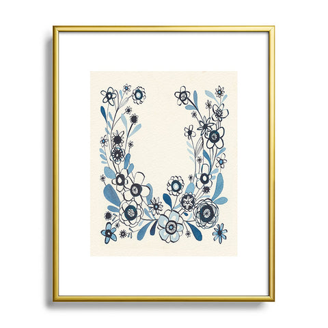 Cori Dantini modern delft floral Metal Framed Art Print