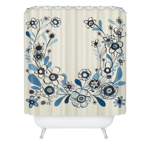 Cori Dantini modern delft floral Shower Curtain
