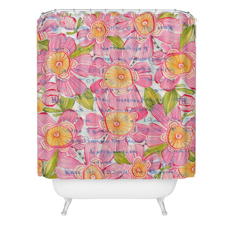 Cori Dantini Pinky Blooms Shower Curtain