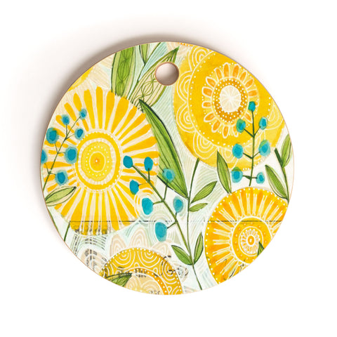 Cori Dantini Sun Burst Flowers Cutting Board Round