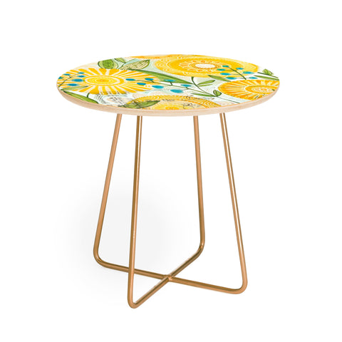Cori Dantini Sun Burst Flowers Round Side Table