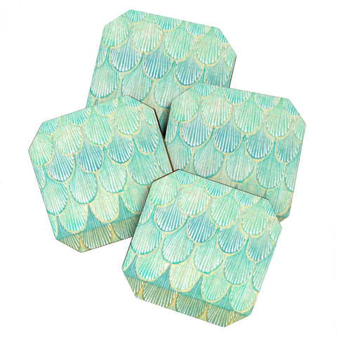 Cori Dantini Turquoise Scallops Coaster Set