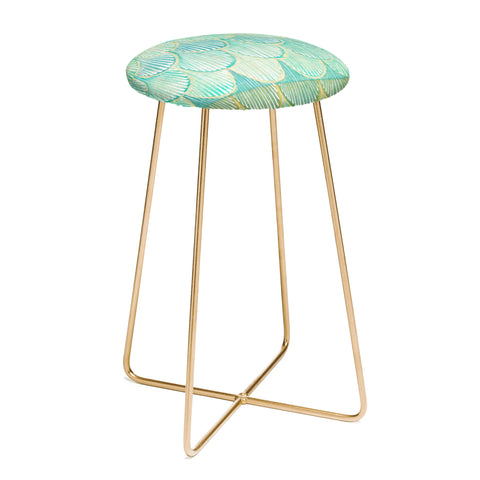 Cori Dantini Turquoise Scallops Counter Stool