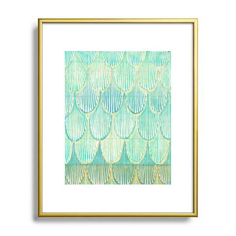Cori Dantini Turquoise Scallops Metal Framed Art Print