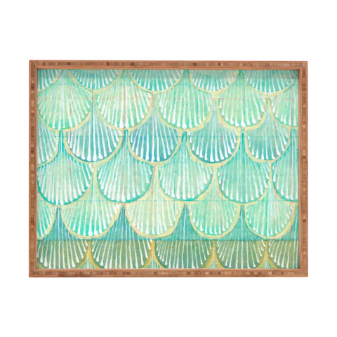 Cori Dantini Turquoise Scallops Rectangular Tray