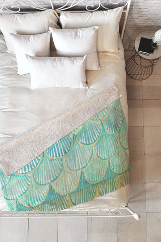 Cori Dantini Turquoise Scallops Fleece Throw Blanket