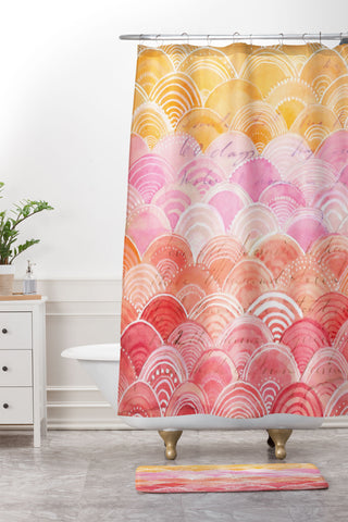 Cori Dantini Warm Spectrum Rainbow Shower Curtain And Mat