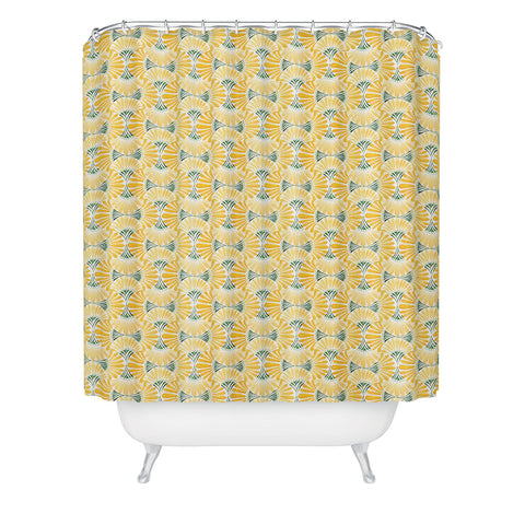 Cori Dantini yellow and turquoise scallops Shower Curtain