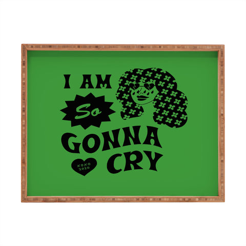 Cowgirl UFO I Am So Gonna Cry Green Scream Rectangular Tray